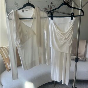 Toteme Cream Knit Top and Skirt Set